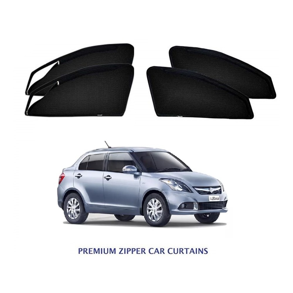 Premium Magnetic Curtain with Zipper for Dzire - Black